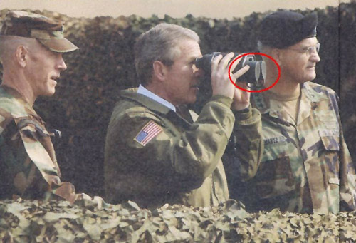 Bush Operates Binoculars, using his apparent X-ray vision!